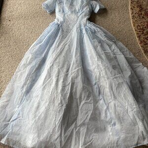 Vintage 1950s Pale Blue Chiffon Prom Dress 💙 Rockabilly Cupcake Party S